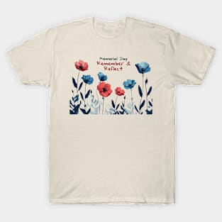 Memorial day USA flower tshirt merch T-Shirt